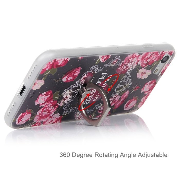 Badalink iPhone 7 Case (4.7") 360 Degree Rotating Ring Holder Kickstand Shockproof Soft TPU Rubber Bumper Frame... N66