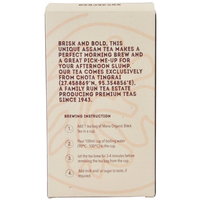Organic Assam Tea Bags by Mana Organics, 25 Premium Whole Leaf Tea Bags containing Orthodox and CTC Black Tea... N2
