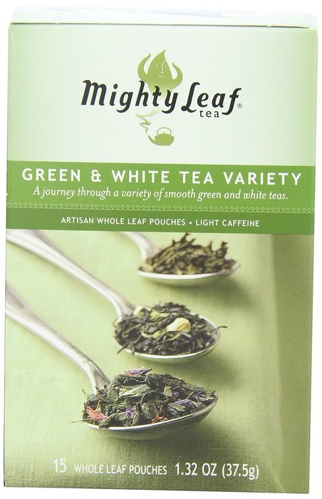 Mighty Leaf Tea Green & White Variety, 15-Count Whole Leaf Pouches (Pack of 3)