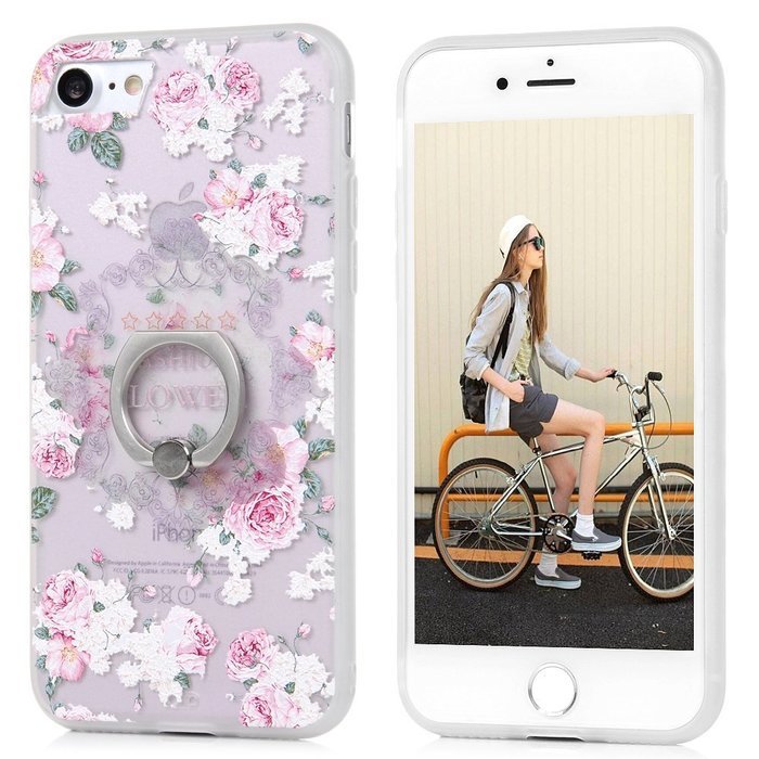 Badalink iPhone 7 Case (4.7") 360 Degree Rotating Ring Holder Kickstand Shockproof Soft TPU Rubber Bumper Frame... N71