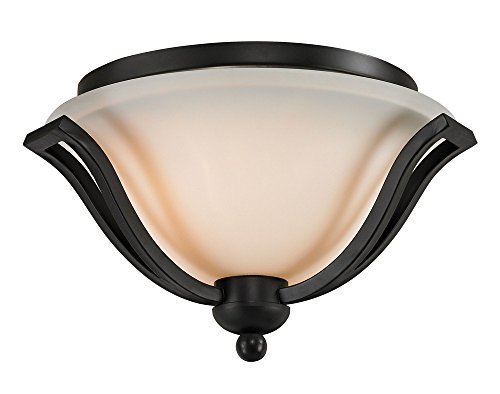 Z-Lite 703F2-MB Lagoon Two Light Ceiling, Steel Frame, Matte Black Finish and Matte Opal Shade of Glass Material...