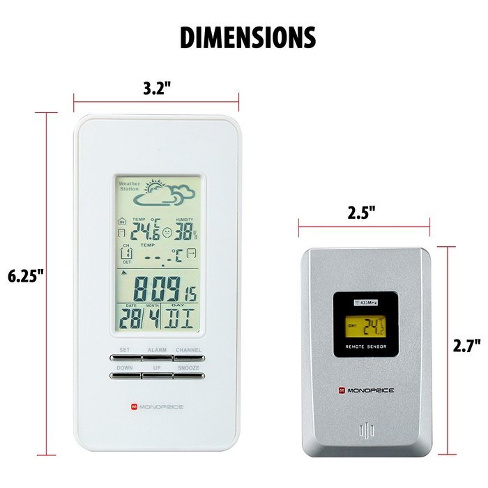 TempCAST Forecast Weather Station Alarm Clock with Outdoor Wireless Barometric Remote Sensor , Backlit LCD Screen...