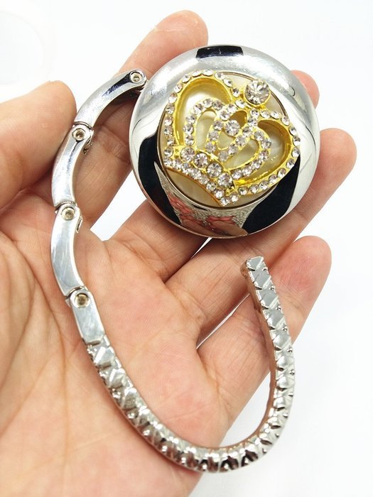 QTMY Rhinestone Imperial Crown Foldable Purse Hanger Table Handbag Hook N4