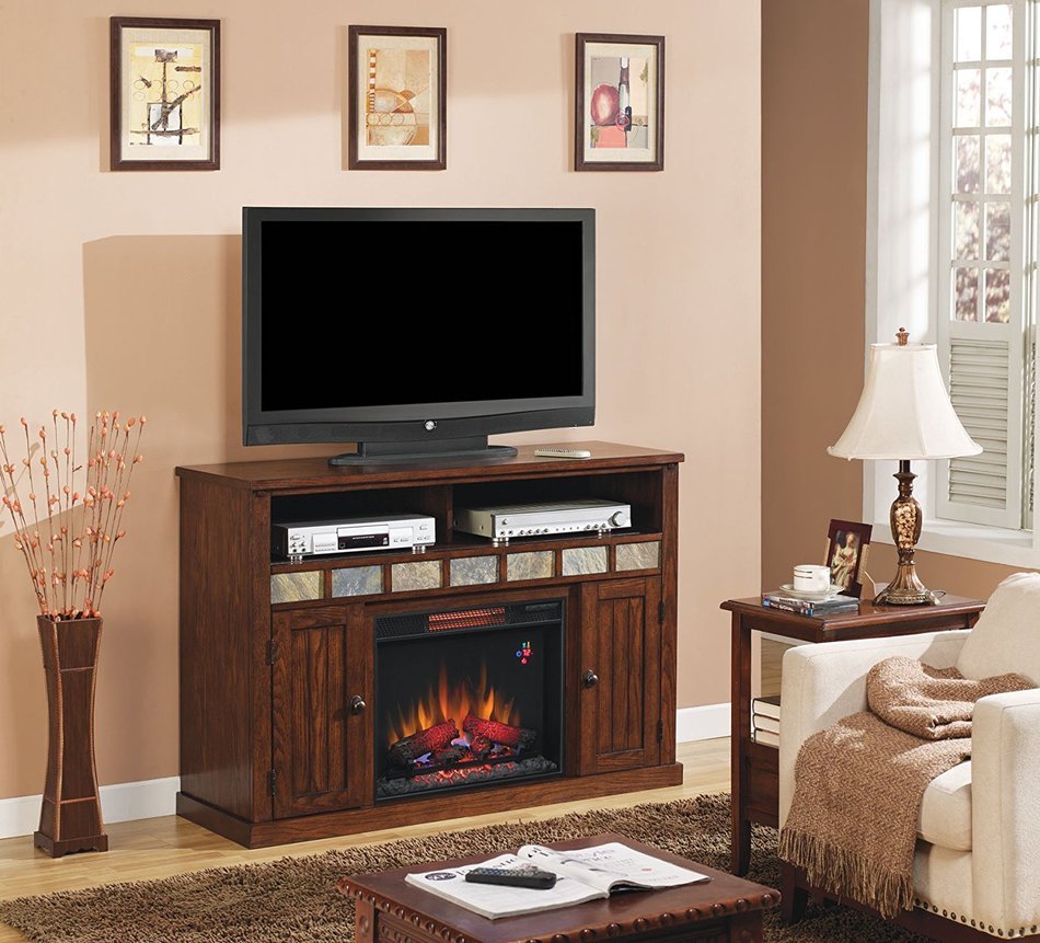 ClassicFlame 23MM0925-O125 23" Sedona TV Stand for TVs up to 57", Caramel (Electric Fireplace Insert sold separately)