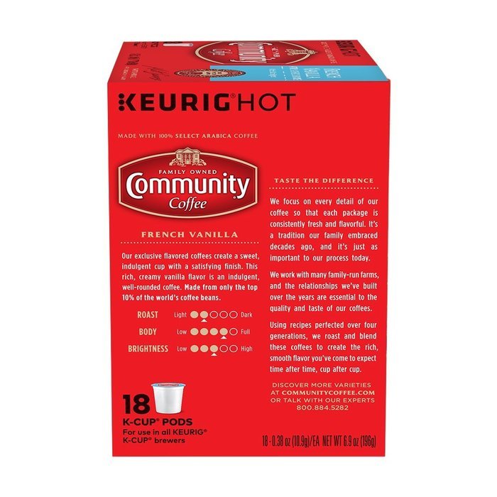 Community Coffee French Vanilla, K-Cup for Keurig Brewers, 18 Count