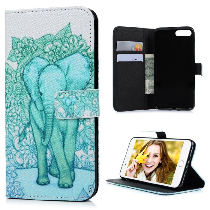 iPhone 7 Plus Case (5.5 inch) - Flip Stand Wallet Case PU Leather Shock-Absorption Soft TPU Inner Bumper Cute... N27