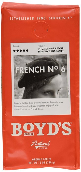 Boyd's Coffee Ground Coffee, French No. 6, Dark Roast , 12 Ounce Bag (Pack of 6)