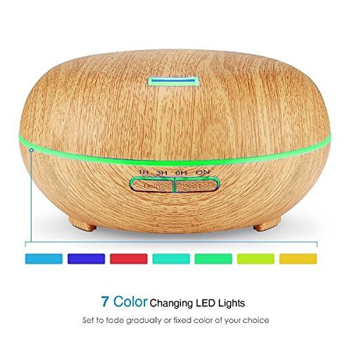 200ml Aromatherapy Essential Oil Diffuser with Color LED Lights - Wood Grain