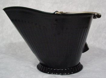Deluxe Fireplace Hearth Ash Coal Hod Bin Bucket Carrier & Shovel Set - BLACK N5