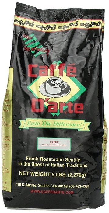 Caffe D'arte Capri Whole Bean Coffee, 5-Pound Foil Bag N11