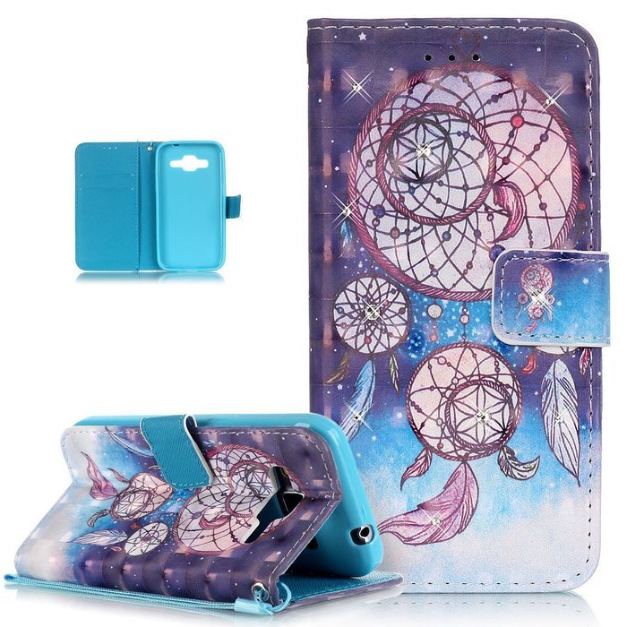 Galaxy Core Prime Case,ikasus Shiny Glitter Diamond Colorful Art Painting PU Leather Flip Wallet Pouch Stand Credit... N6