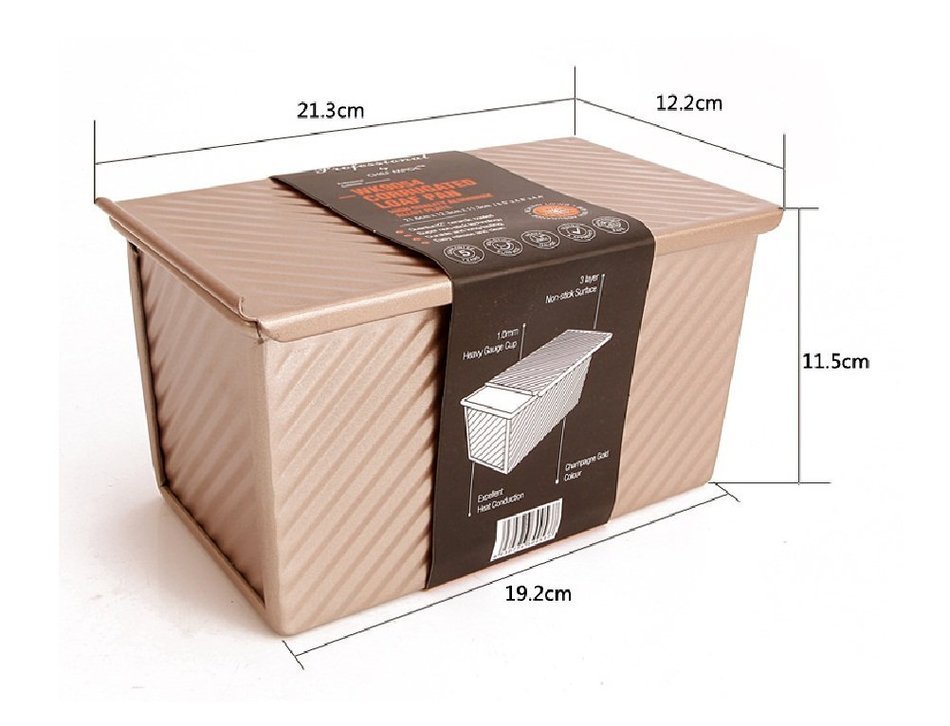 GMM Slide Non-stick Toast Box with Lid Champagne Bread Baking Mold (Ripple Style) N6