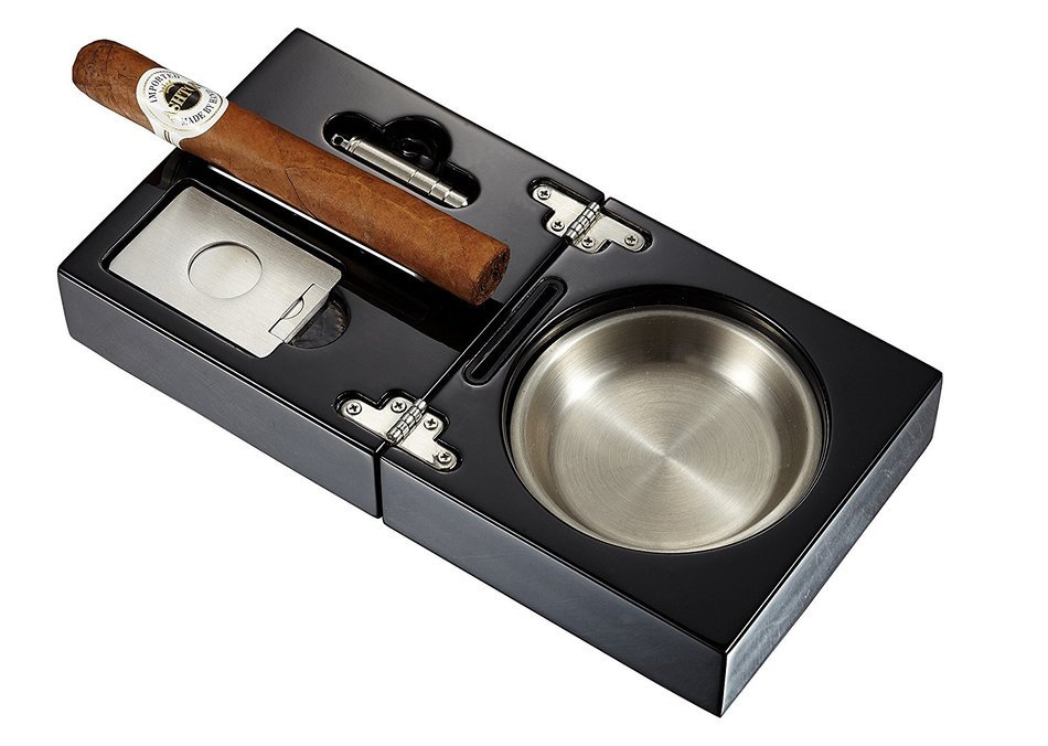 Visol VASH704 Bremen Cigar Ashtray with Cigar Cutter and Punch