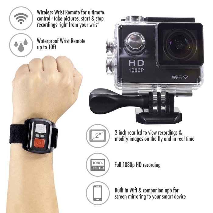 4K Ultra HD Wifi & HDMI Action Sports Camera Sport DV Dual LCD Screens & Waterproof Wrist Remote-Wifi Cam DV-Wrist... N10
