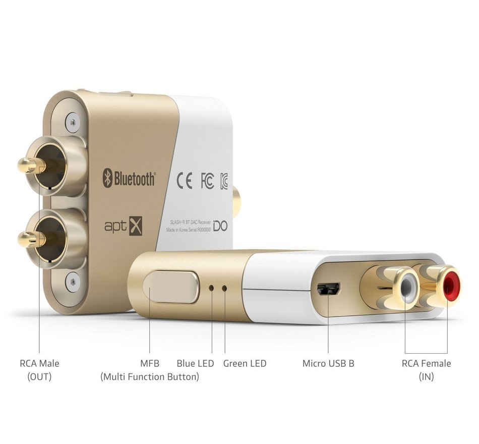 Bluetooth Music Receiver Audio Adapter Dongle DO-inc SLASH-R Gold High Performance External DAC Mixer Wireless... N5