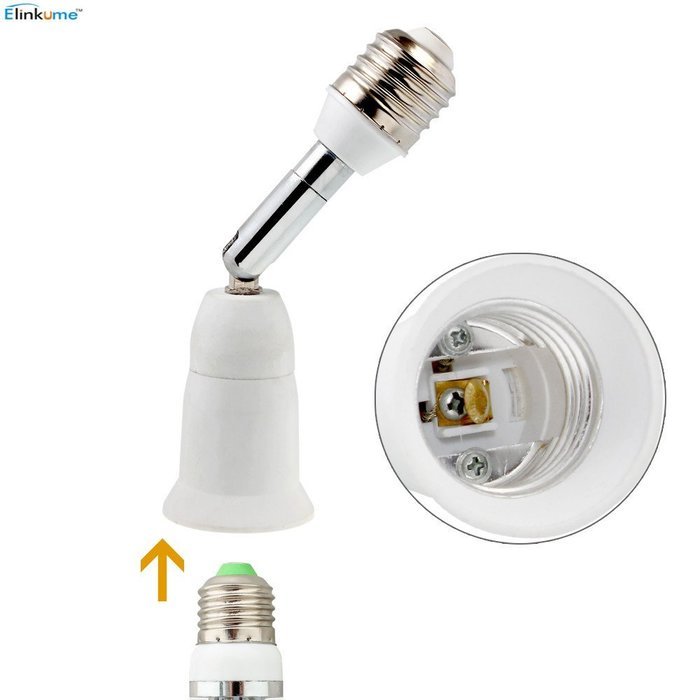 Elinkume E27 Lamp Bulb All Direction Extension Adapter Extender