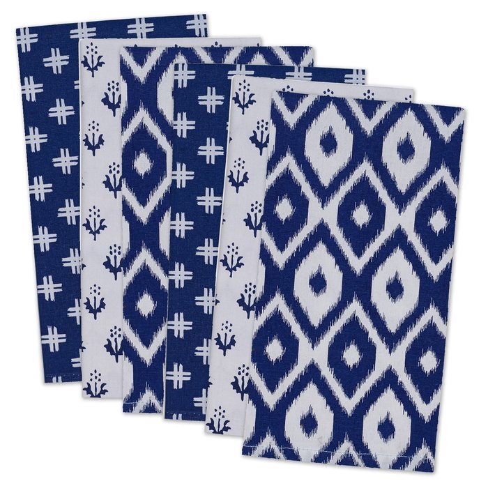 DII 100% Cotton, Basic Everyday 18x18" Buffet Napkin, Set of 6, Multi Color Zig Zag N13