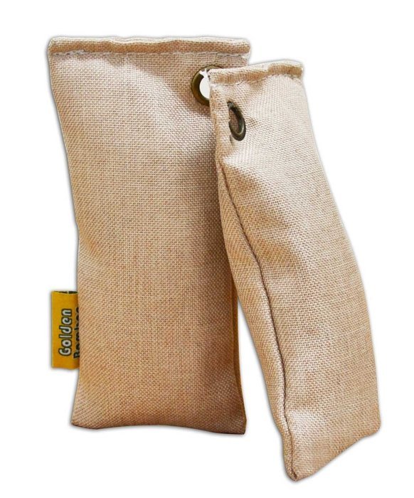 Golden Bamboo, Mini Activated Charcoal- Air Purifying Bags, Shoe Deodorizer and Air freshener.(50g/2pack) (Green)