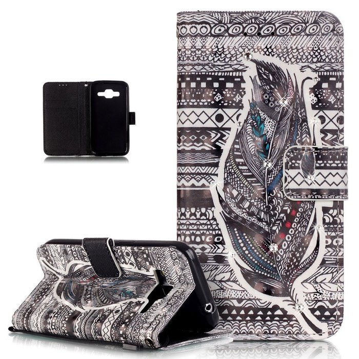 Galaxy Core Prime Case,ikasus Shiny Glitter Diamond Colorful Art Painting PU Leather Flip Wallet Pouch Stand Credit... N7