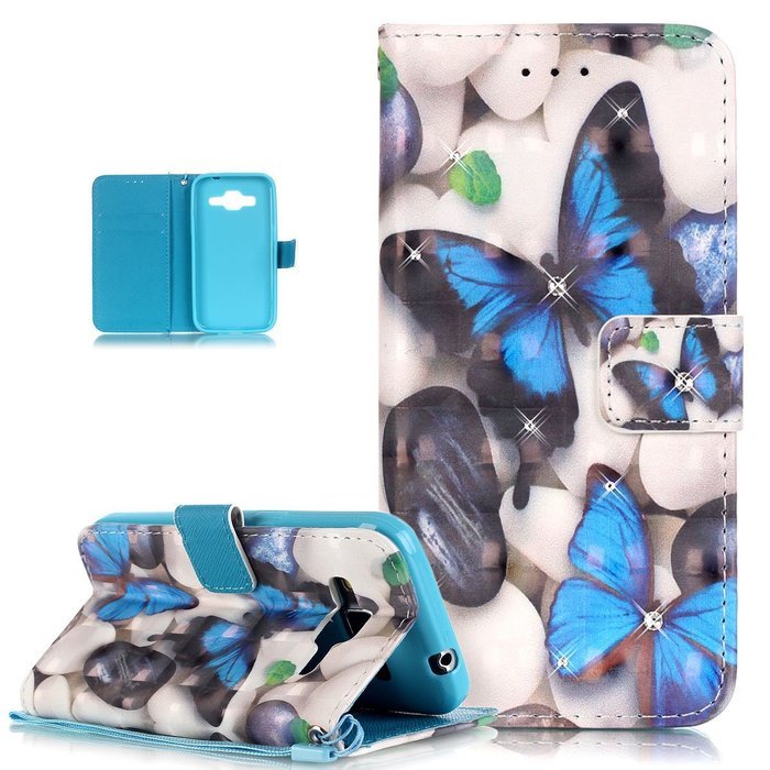 Galaxy Core Prime Case,ikasus Shiny Glitter Diamond Colorful Art Painting PU Leather Flip Wallet Pouch Stand Credit... N8