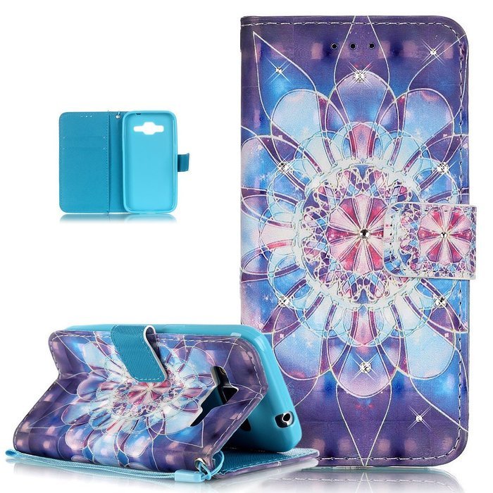 Galaxy Core Prime Case,ikasus Shiny Glitter Diamond Colorful Art Painting PU Leather Flip Wallet Pouch Stand Credit... N11