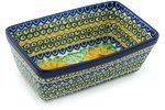 Polish Pottery Rectangular Baker 8-inch August Sunflowers UNIKAT