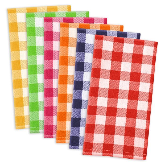 DII 100% Cotton, Basic Everyday 18x18" Buffet Napkin, Set of 6, Multi Color Zig Zag N15