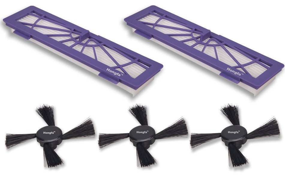 Hongfa High Performance Filters and Side Brushes Replacement for Neato Botvac Series 70e 75 80 85 Models (6) N3
