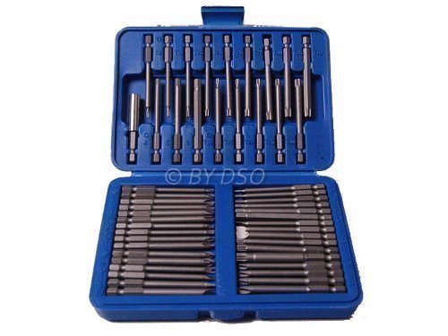 BERGEN 50Pc Hex Dr. S2 Extra Long Security Bit Set Torx Allen Spline BER1179 by Bergen