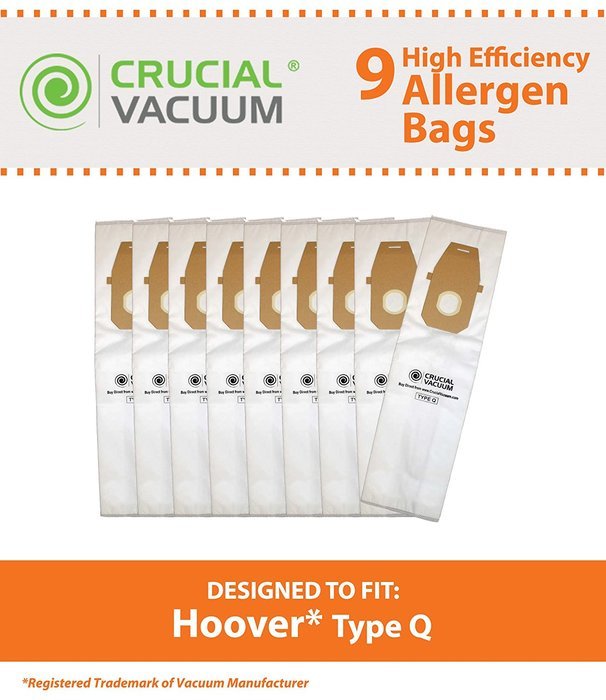 9 Hoover Platinum Type Q High Efficiency Allergy Filtration Vacuum Bags; Compare to Hoover Platinum Part # AH10000...