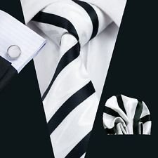 Dan Smatree White Black Necktie Mens Business Formal Jacquard 007 Tie