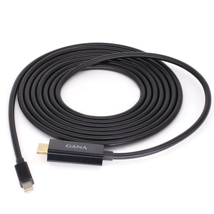 GANA Mini DisplayPort (DP) Male To Female Adapter Cable (Mini DP to HDMI 10ft Black) N33