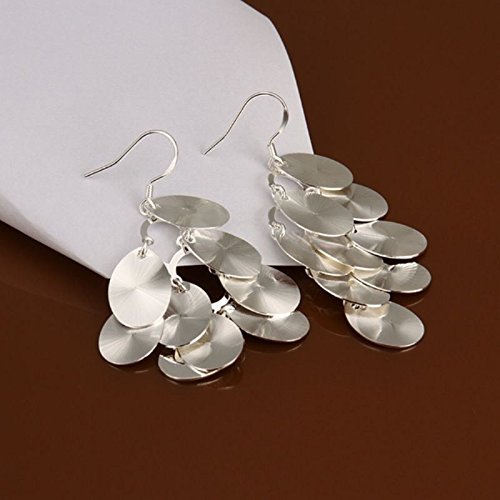 New Women 925 Sterling Silver Plated Fashion Leaf Dangle Studs Earrings Jewelry N3