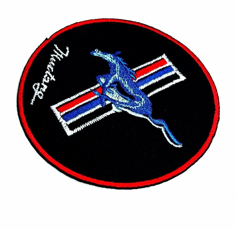 Ford Mustang Logo Iron on Embroidered Sew on Patch for T Shirt Polo Jacket Bag Gap Hat. By Botan