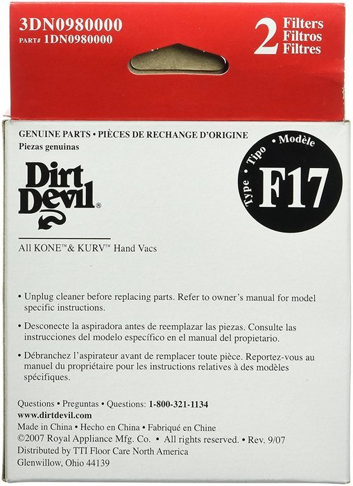 Dirt Devil Type F17 Vacuum Filter, 3DN0980000 N2