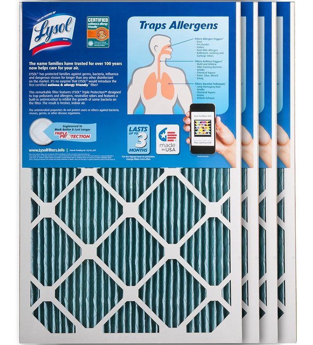 Lysol Triple Protection Furnace/AC Air Filter, 12" x 24" x 1", 2-Pack N3