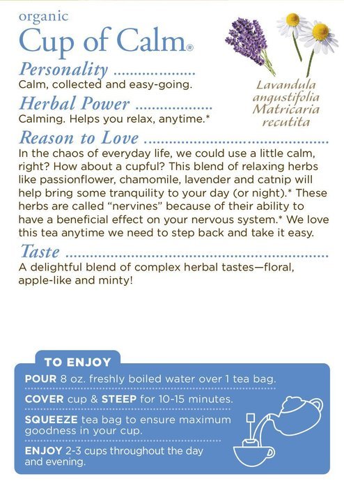 Traditional Medicinals Organic Cup of Calm Tea, 16 Tea Bags (Pack of 6) N3