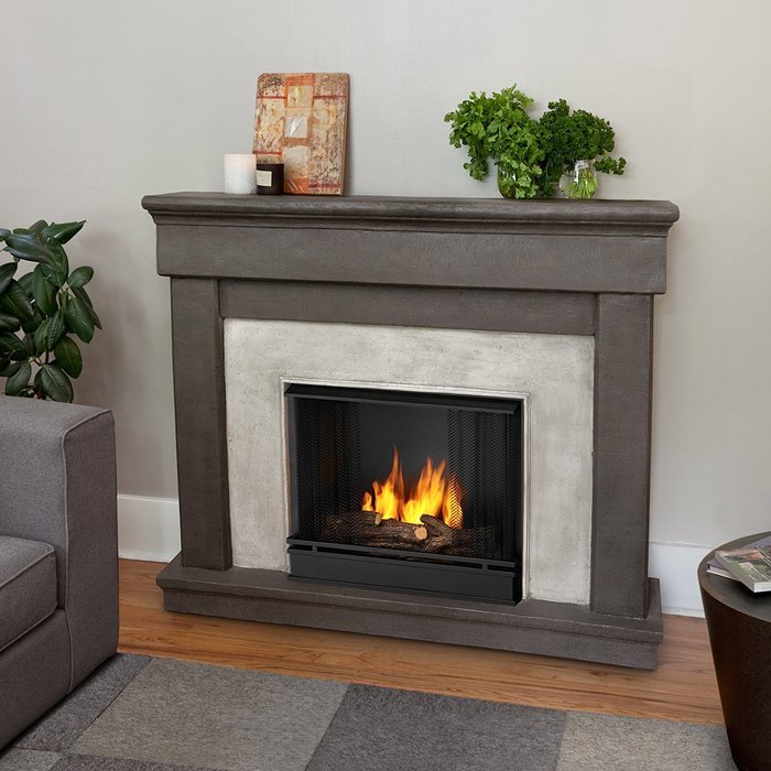 Real Flame Cascade Cast Ventless Gel Fireplace - Dune Stone