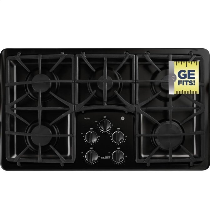 GE PGP966DETBB Profile 36" Black Gas Sealed Burner Cooktop N2