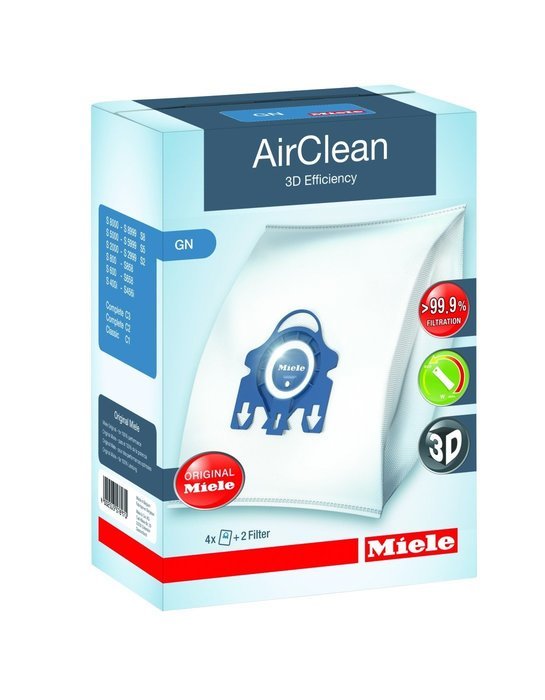 Miele 10123210 AirClean 3D Efficiency Dust Bag, Type GN, 4 Bags & 2 Filters N3
