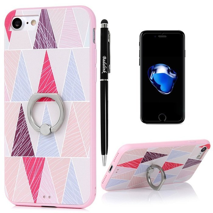 Badalink iPhone 7 Case (4.7") 360 Degree Rotating Ring Holder Kickstand Shockproof Soft TPU Rubber Bumper Frame... N87