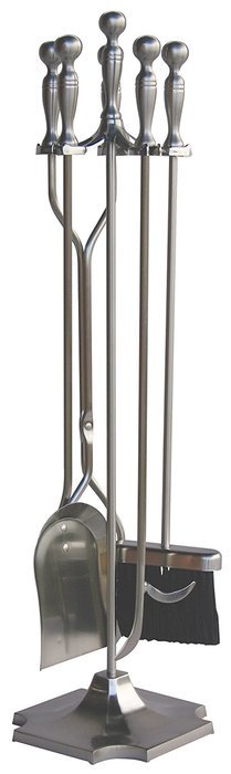 Uniflame, F-7547, 5pc Satin Pewter Fireset with Pedestal Place