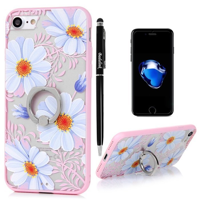 Badalink iPhone 7 Case (4.7") 360 Degree Rotating Ring Holder Kickstand Shockproof Soft TPU Rubber Bumper Frame... N90