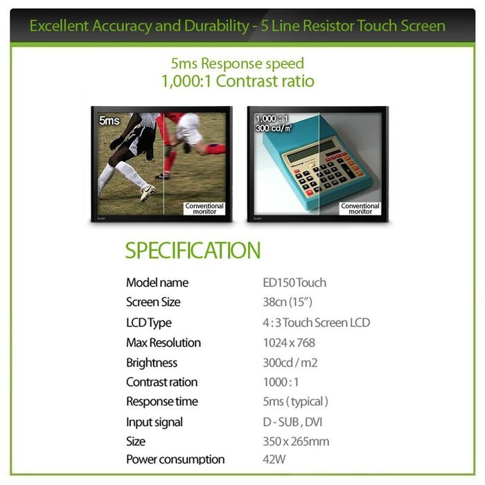 Easy Touch 19" Touch monitor POS LCD monitor ED190 Touch VGA DVI N7