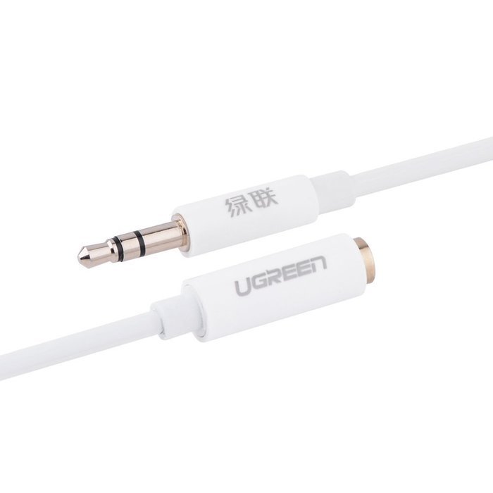 UGREEN 10747 Gold Plated 3.5mm Stereo Auxiliary Extension Cable - 3ft (1m) - White for Smartphones, Tablets... N3
