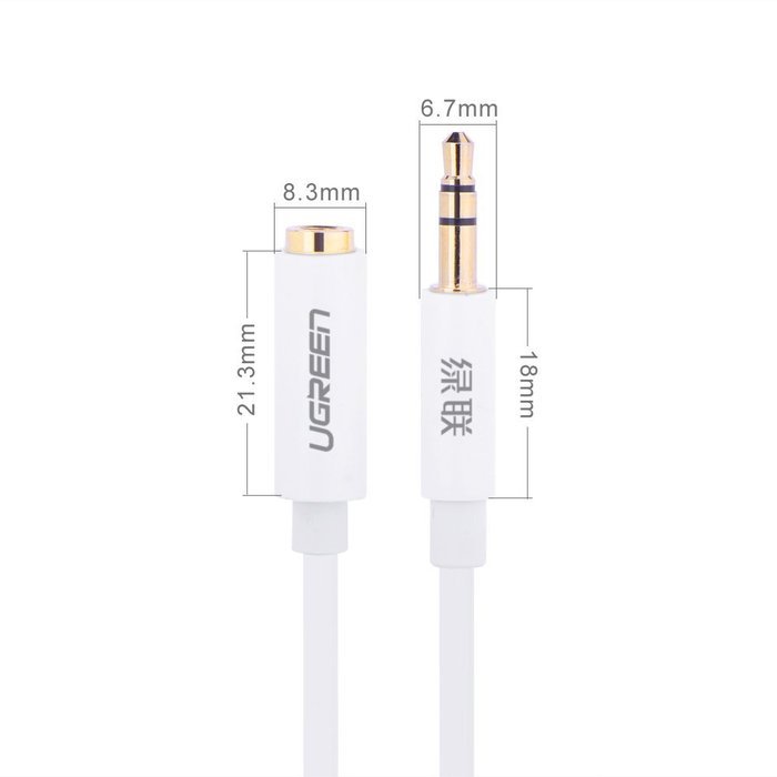 UGREEN 10747 Gold Plated 3.5mm Stereo Auxiliary Extension Cable - 3ft (1m) - White for Smartphones, Tablets... N4