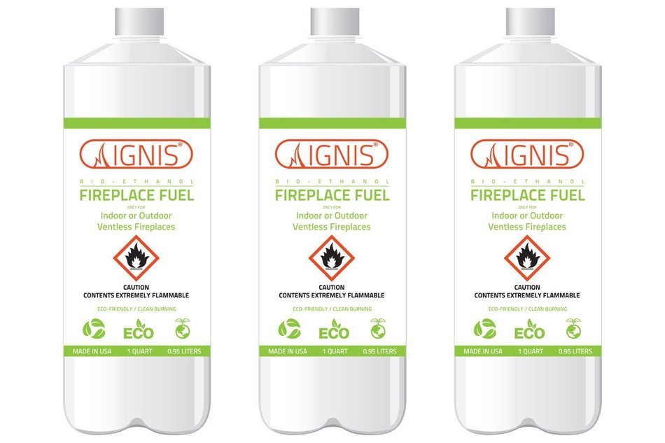 Ignis Bio Ethanol Fireplace Fuel - 36 Pack (36 1-Quart Bottles)