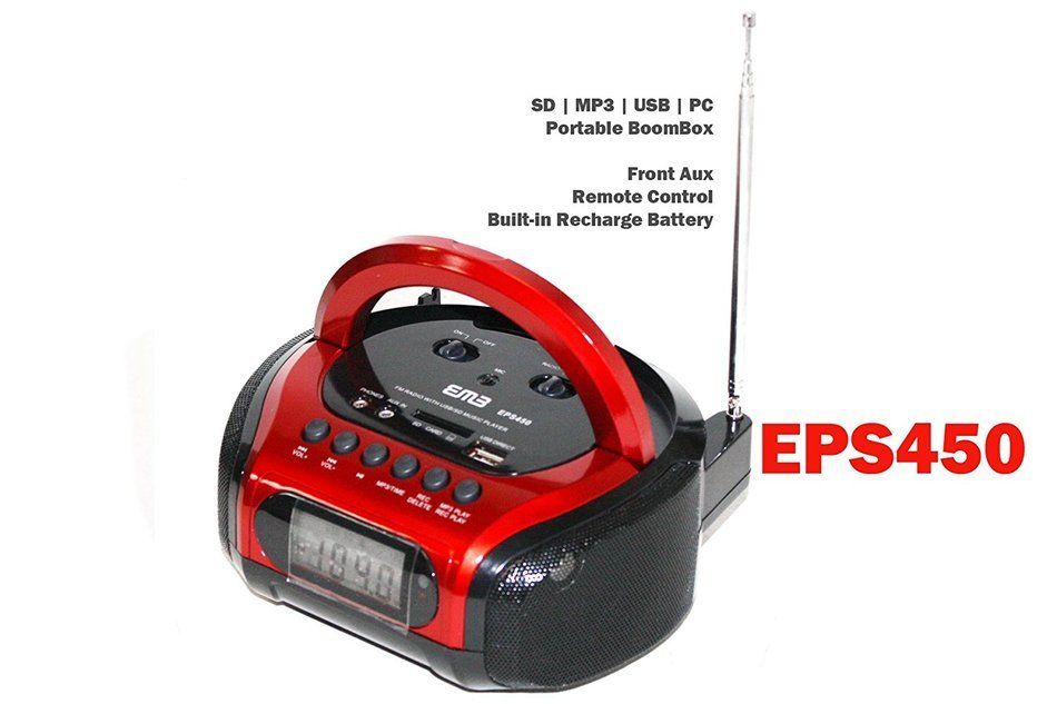 EMB Eps450 Sd/Mp3/Usb/Pc Portable Boombox Red