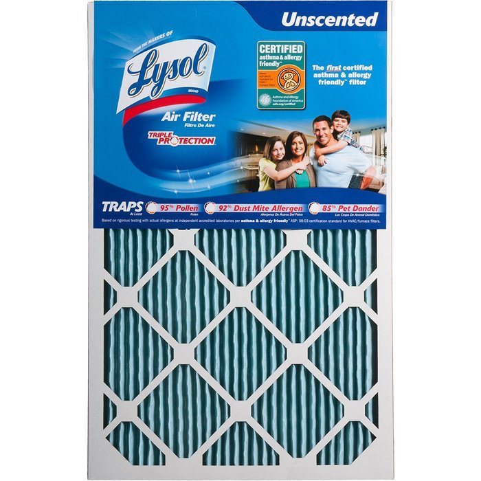 Lysol Triple Protection Furnace/AC Air Filter, 12" x 24" x 1", 2-Pack N14