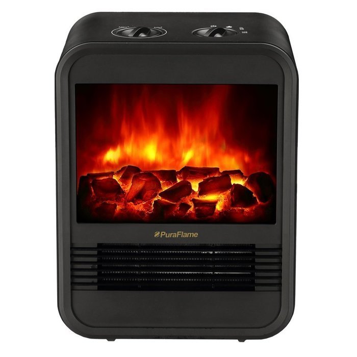 PuraFlame 1250W Clara White 9-Inch Mini Portable Electric Heater, White N7